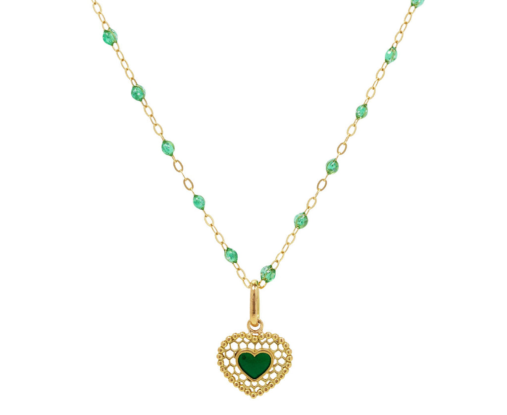 Emerald Enamel Lace Heart Charm ONLY