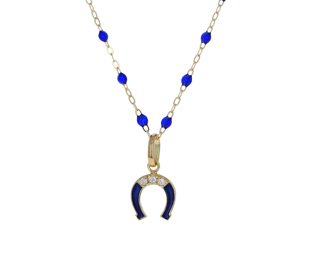 Lapis Blue Diamond Horseshoe Charm ONLY