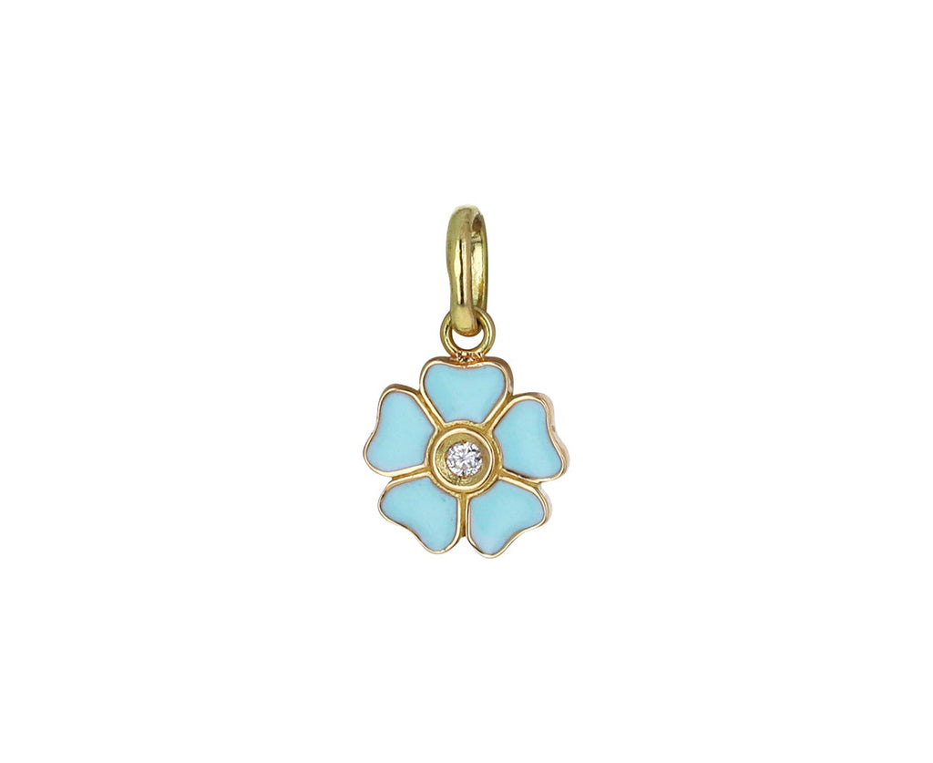 Blue Jade Enamel and Diamond Flower Pendant ONLY