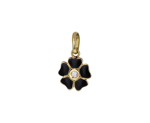 Black Enamel and Diamond Flower Pendant ONLY