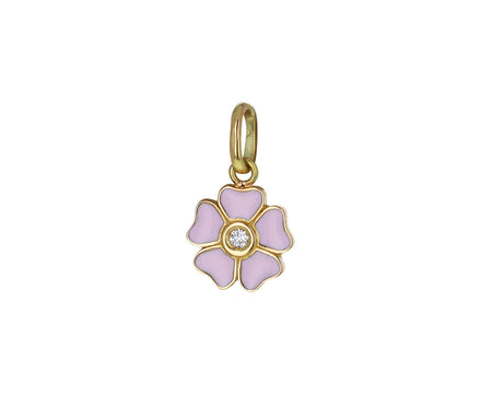 Baby Pink Enamel and Diamond Flower Pendant ONLY