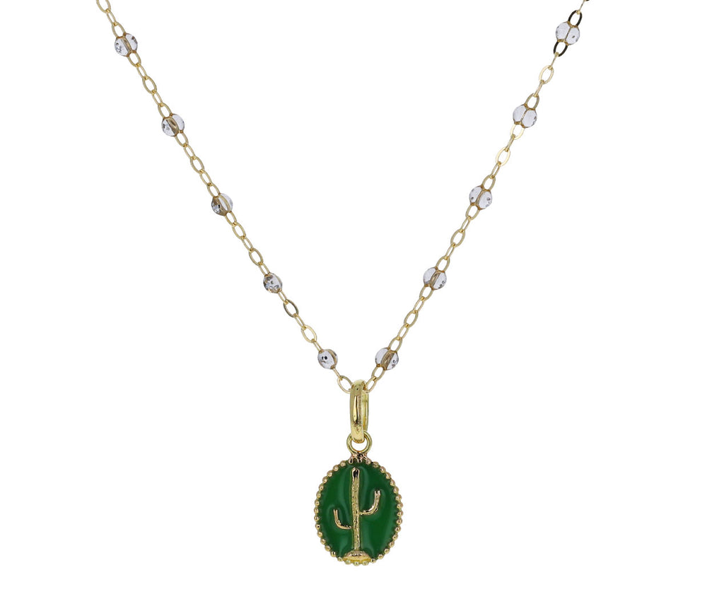 Green Enamel Oval Cactus Pendant ONLY