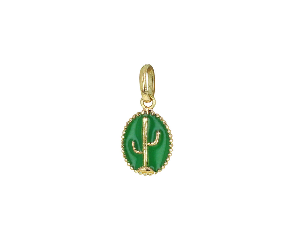 Green Enamel Oval Cactus Pendant ONLY