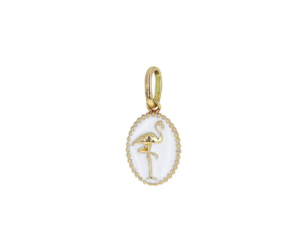 White Enamel Oval Flamingo Pendant ONLY