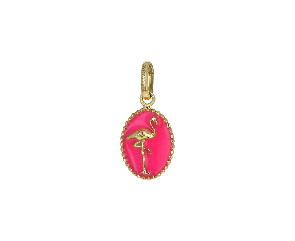 Pink Enamel Oval Flamingo Pendant ONLY