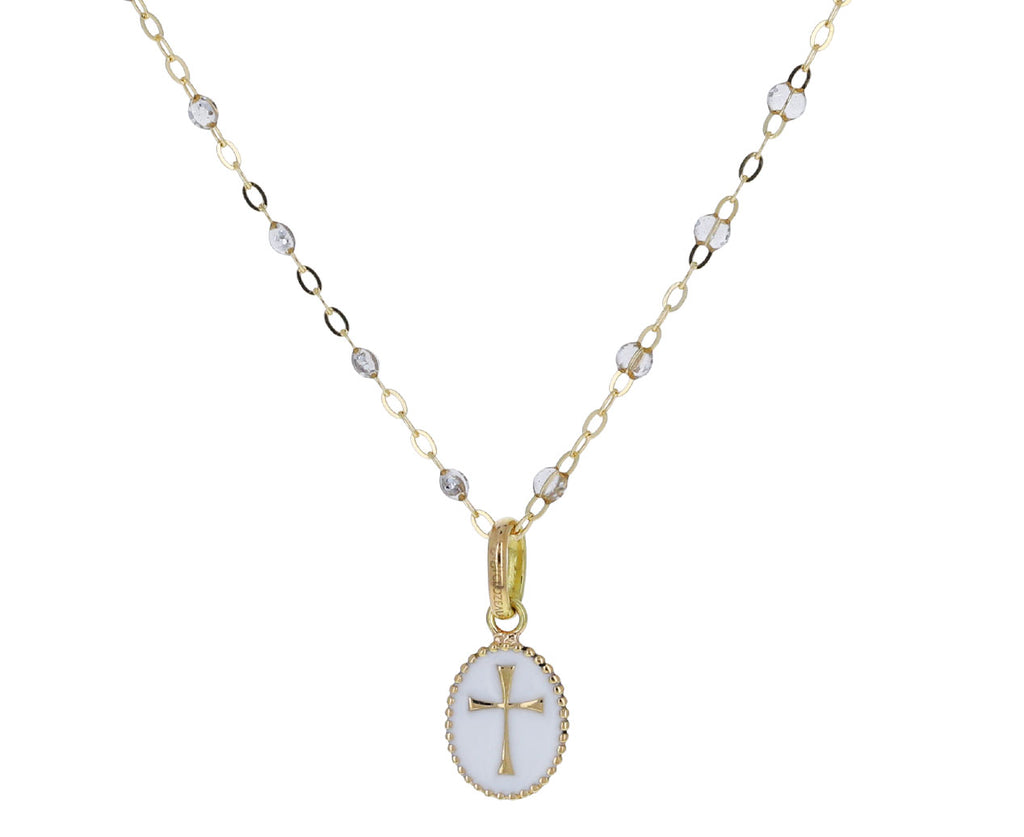 White Enamel Oval Cross Pendant ONLY