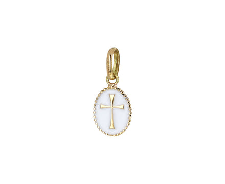 White Enamel Oval Cross Pendant ONLY