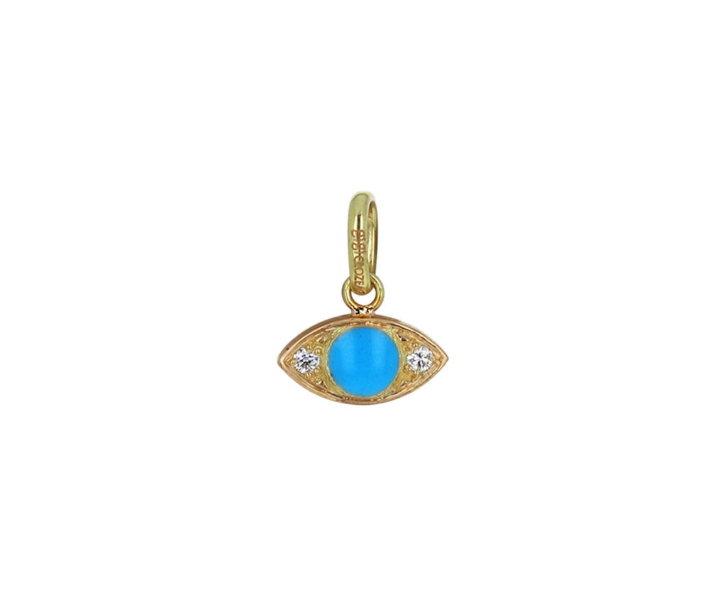Turquoise Enamel and Diamond Evil Eye Charm Pendant ONLY