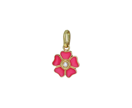 Pink Enamel and Diamond Flower Pendant ONLY - TWISTonline 