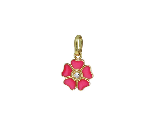 Pink Enamel and Diamond Flower Pendant ONLY