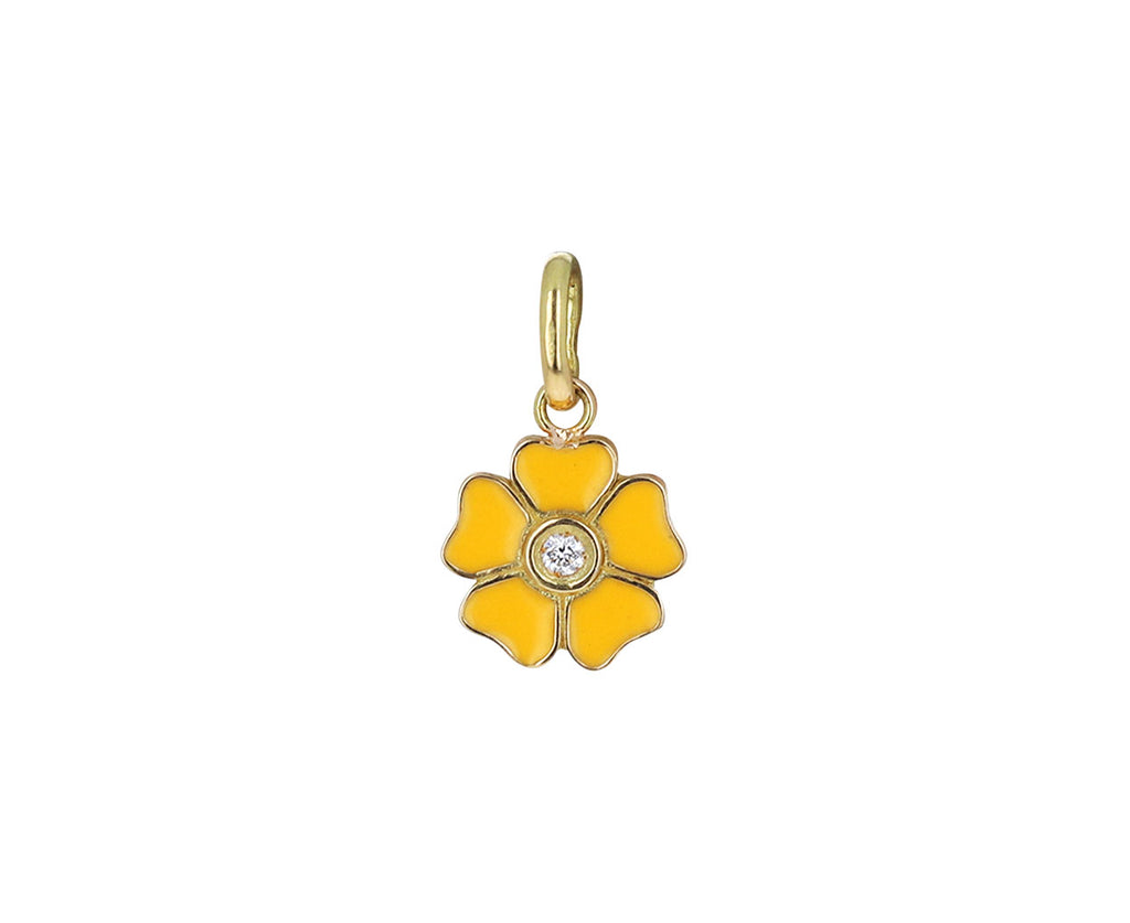Lemon Enamel and Diamond Flower Pendant ONLY