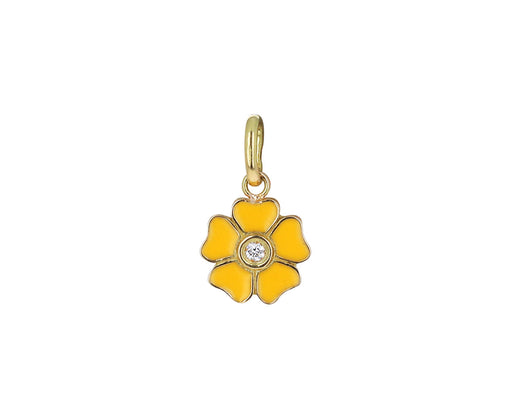 Lemon Enamel and Diamond Flower Pendant ONLY
