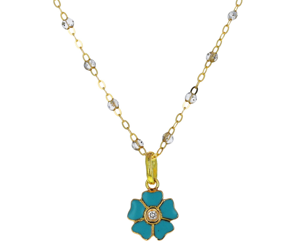 Iceberg Enamel and Diamond Flower Pendant ONLY