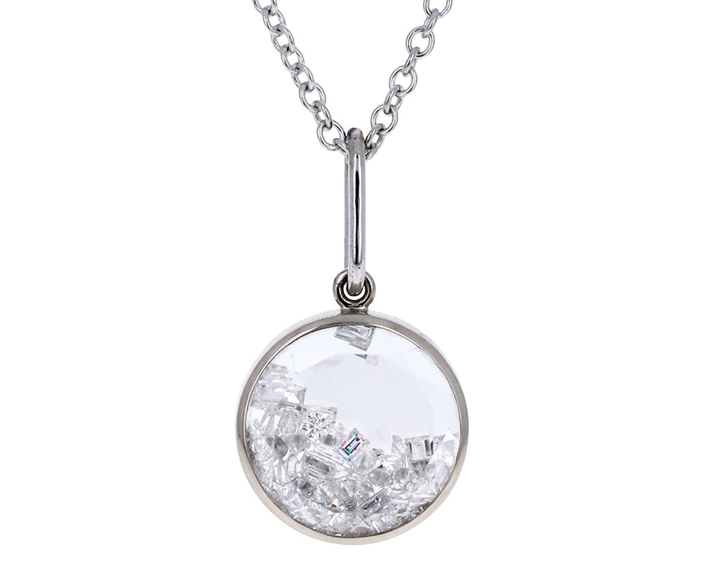 White Gold Sapphire Diamond Kaleidoscope Shaker Necklace
