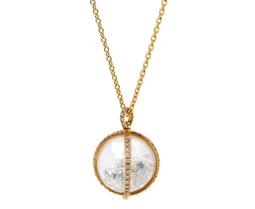 Moritz Glik Diamond Globe Pendant Necklace Side Angle