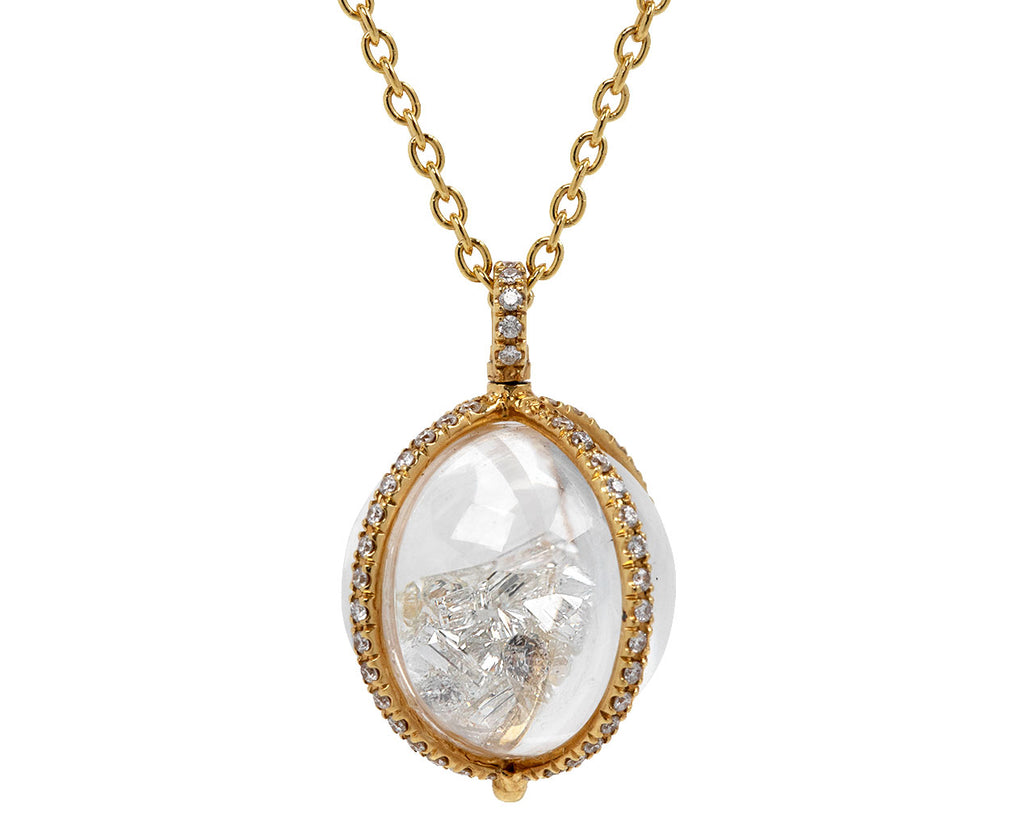 Moritz Glik Diamond Globe Pendant Necklace Close Up
