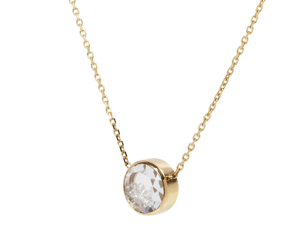 Moritz Glik Round Diamond Kaleidoscope Shaker Pendant Necklace Side View