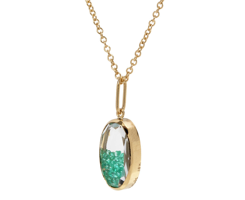 Moritz Glik Emerald Oval Sapphire Kaleidoscope Shaker Necklace Side View
