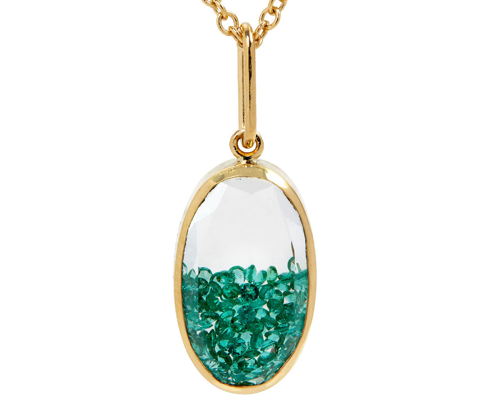 Moritz Glik Emerald Oval Sapphire Kaleidoscope Shaker Necklace Close Up