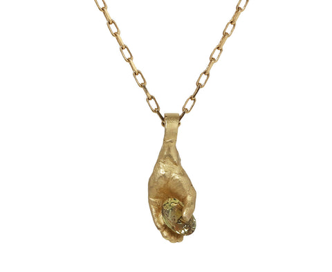 Yellow Sapphire Honey Hand Pendant Necklace