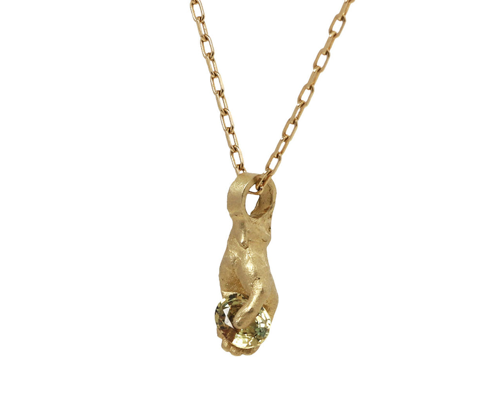 Yellow Sapphire Honey Hand Pendant Necklace
