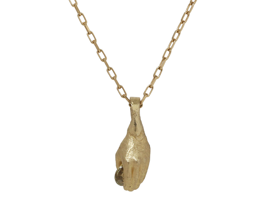 Yellow Sapphire Honey Hand Pendant Necklace
