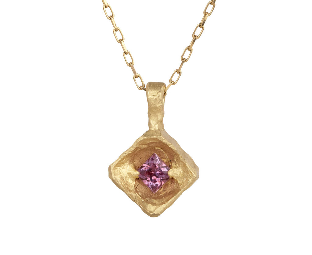 Fraser Hamilton Princess Cut Sapphire Buoy Pendant Necklace Close Up Profile