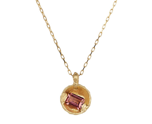 Fraser Hamilton Pink Tourmaline Dome Pendant Necklace