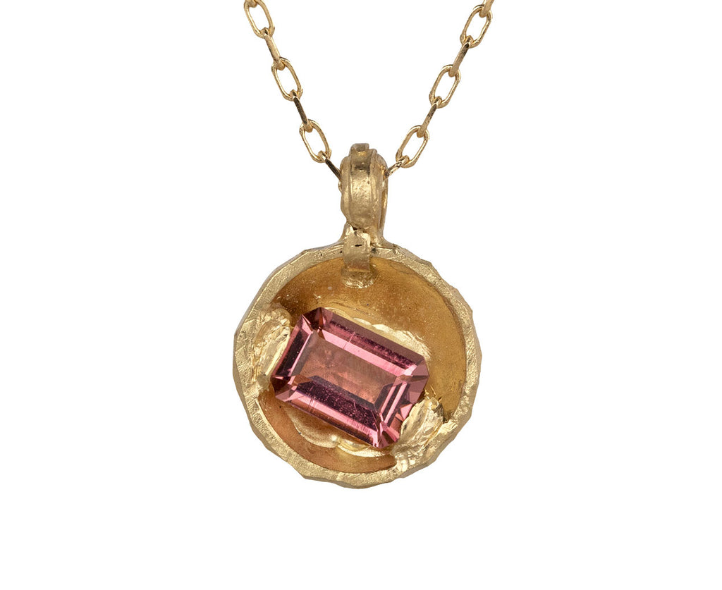 Fraser Hamilton Pink Tourmaline Dome Pendant Necklace Close Up