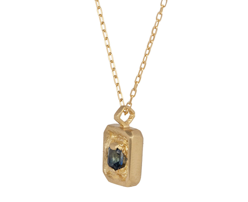 Fraser Hamilton Blue Sapphire Monolith Pendant Necklace Side View