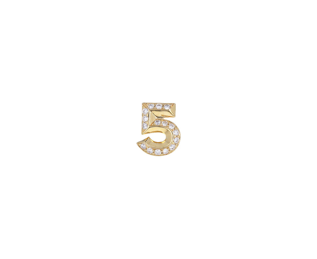 Diamond Lucky Number Five SINGLE Stud Earring
