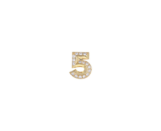 Diamond Lucky Number Five SINGLE Stud Earring