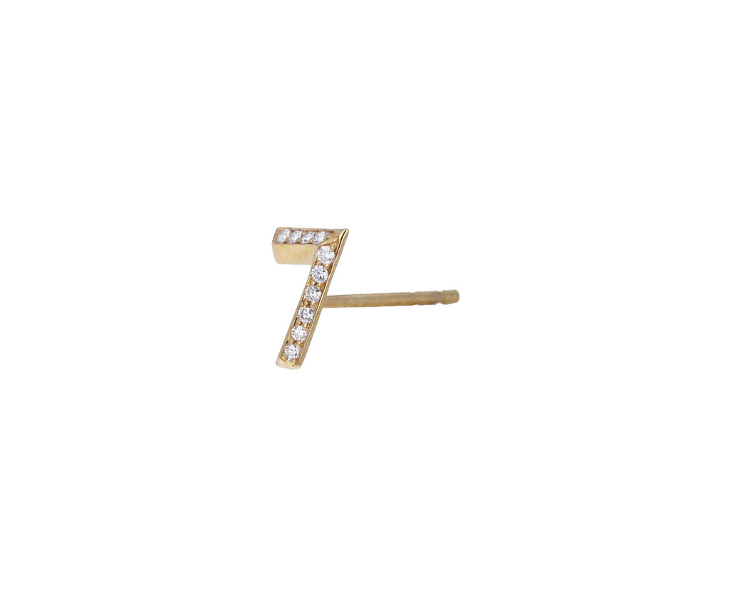 Diamond Lucky Number Seven SINGLE Stud Earring