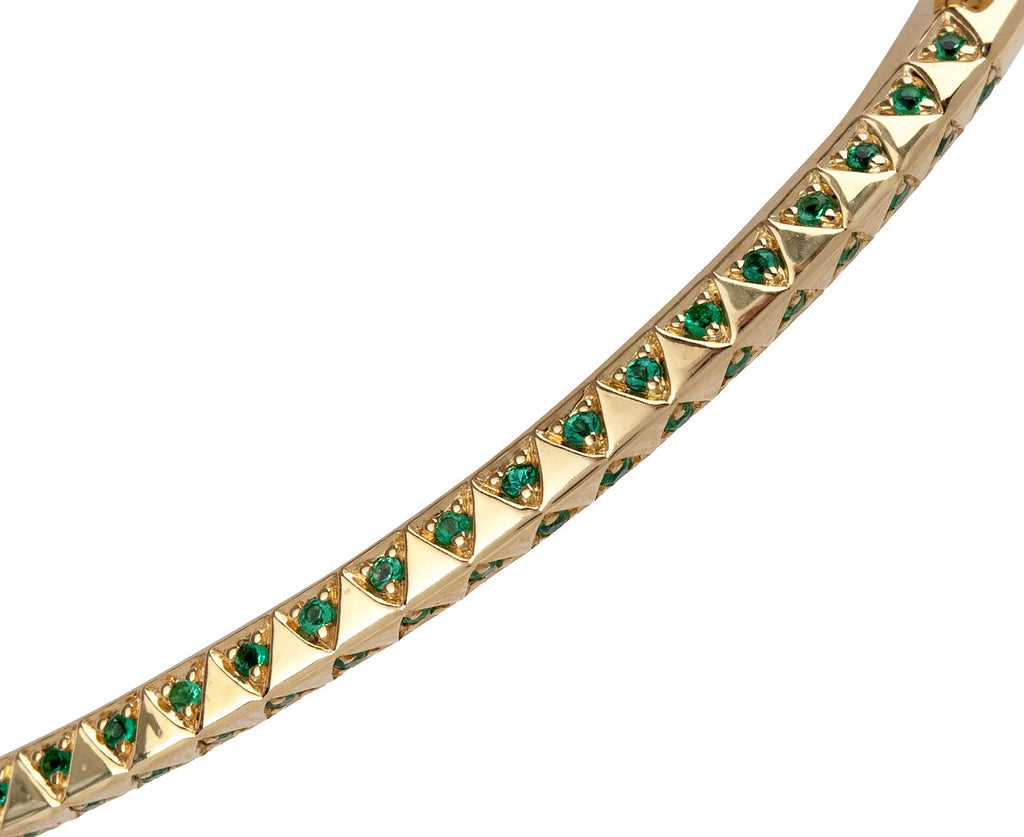Harwell Godfrey Skinny Emerald Talisman Bangle Bracelet Close Up
