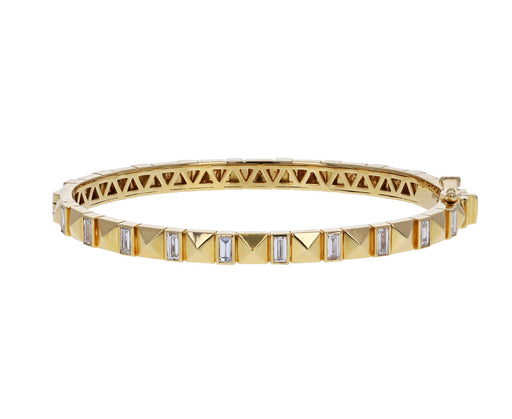 Baguette Diamond Pyramid Bangle Bracelet