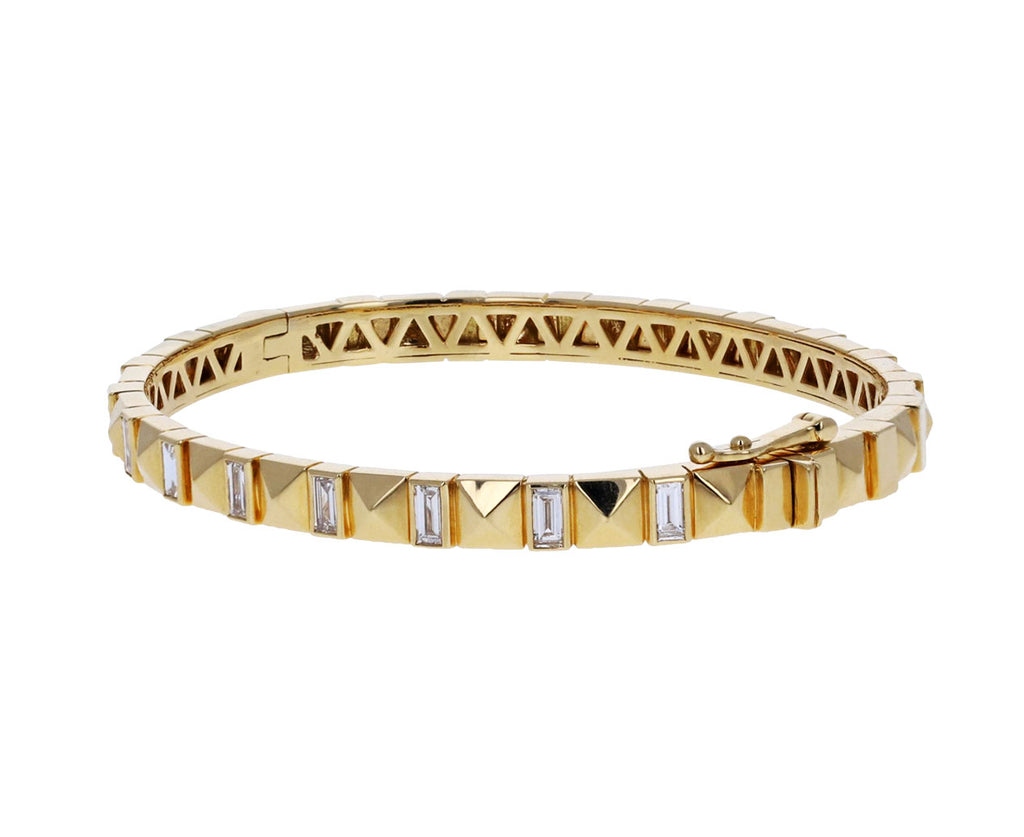 Baguette Diamond Pyramid Bangle Bracelet