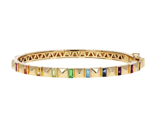 Rainbow Sapphire Pyramid Bangle Bracelet