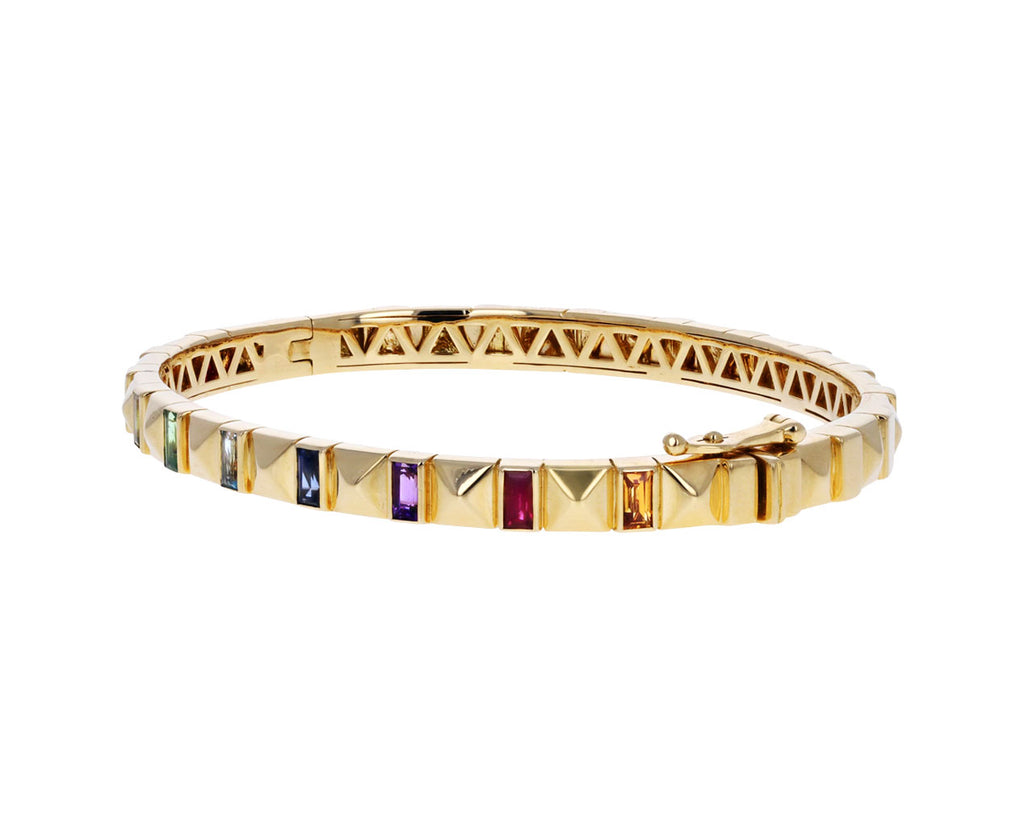 Rainbow Sapphire Pyramid Bangle Bracelet