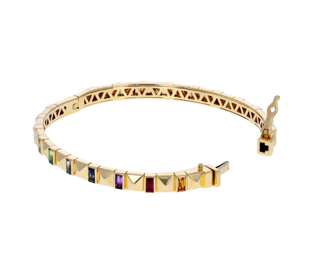 Rainbow Sapphire Pyramid Bangle Bracelet