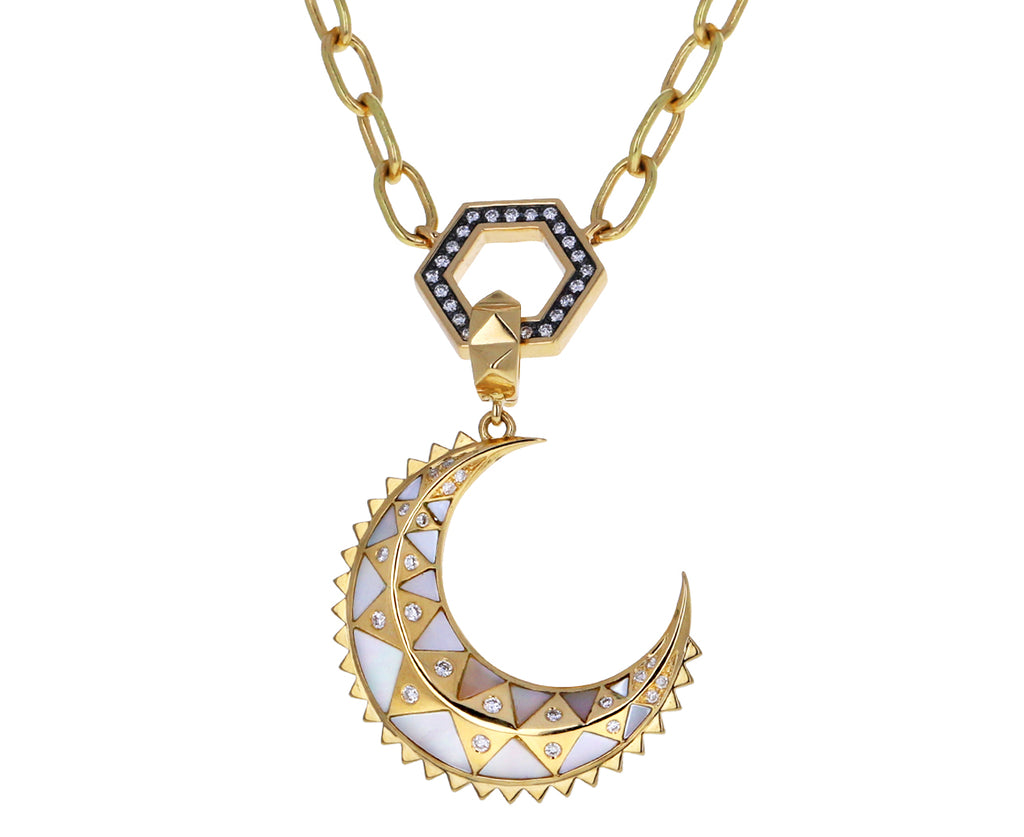 Mother of Pearl and Diamond Crescent Moon Pendant ONLY