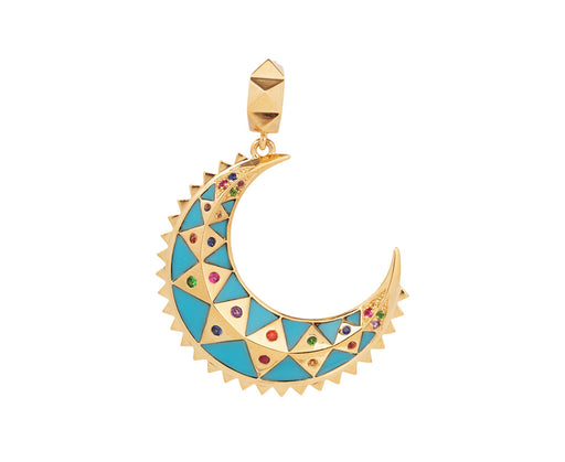 Mini Turquoise Inlay Crescent Charm Pendant ONLY