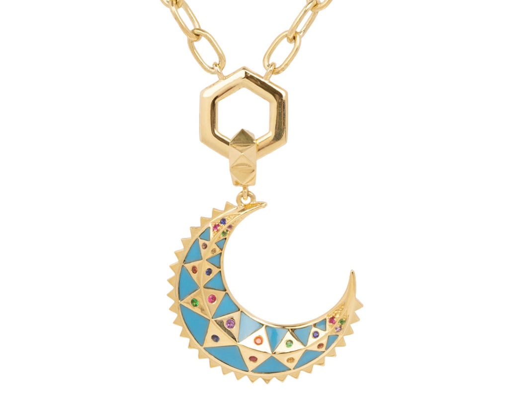 Mini Turquoise Inlay Crescent Charm Pendant ONLY