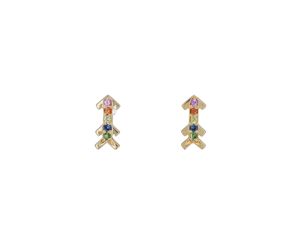 Rainbow Sapphire Arrow Stud Earrings