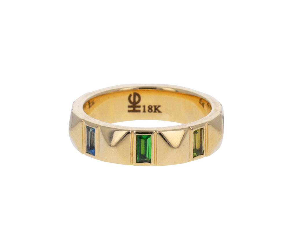 Baguette Rainbow Sapphire Pyramid Band