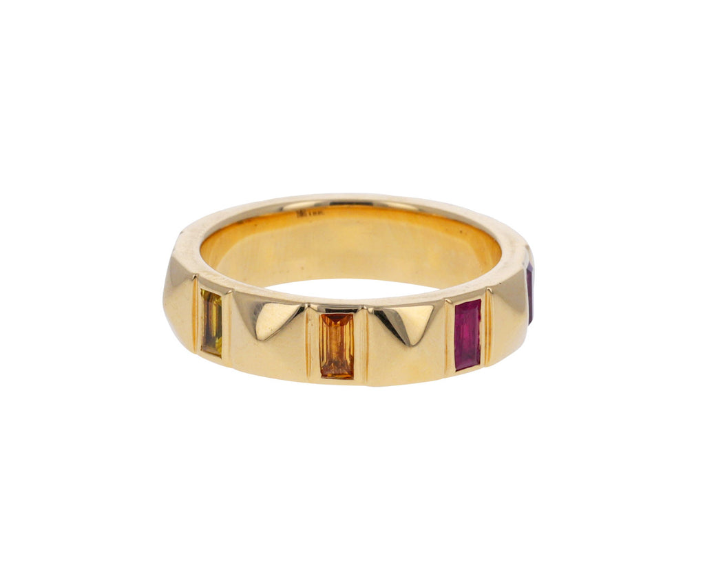 Baguette Rainbow Sapphire Pyramid Band