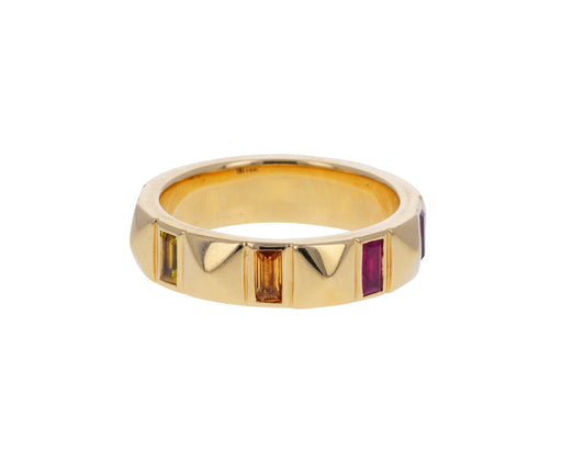 Baguette Rainbow Sapphire Pyramid Band