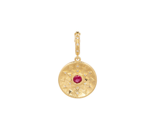 Ruby and Diamond Mini Sun Sign Medallion ONLY