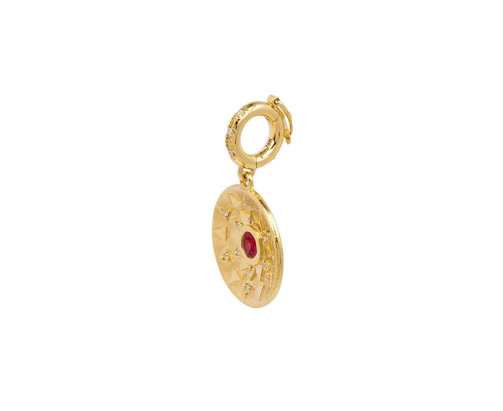 Ruby and Diamond Mini Sun Sign Medallion ONLY