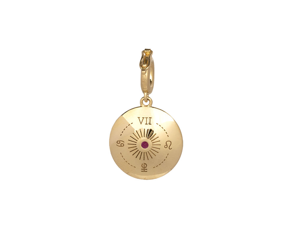 Ruby and Diamond Mini Sun Sign Medallion ONLY