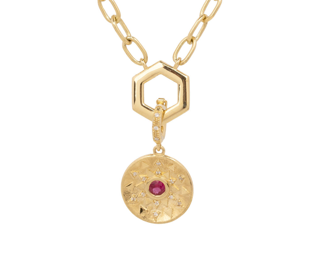 Ruby and Diamond Mini Sun Sign Medallion ONLY
